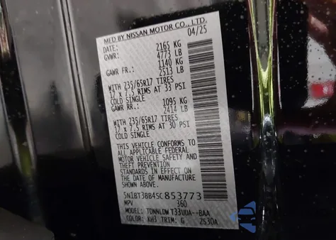 2025 Nissan Rogue Rock Creek/Sv Intelligent Awd из США, поврежденный, VIN 5N1BT3BB4SC85377